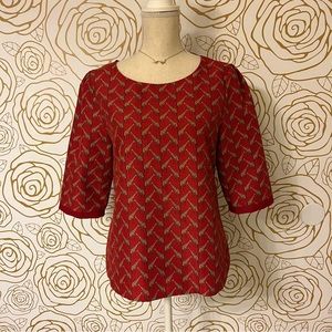 Anthropologie Ruby Belle Women Red 3/4 Sleeve Blouse